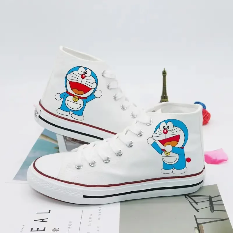 Doraemon echte Bilder schwarz weiß 2025, neue Frühling, Herbst, Winter, Mann, Segeltuchschuhe, lässig, Drop-Shipping, Damen-Skateschuhe