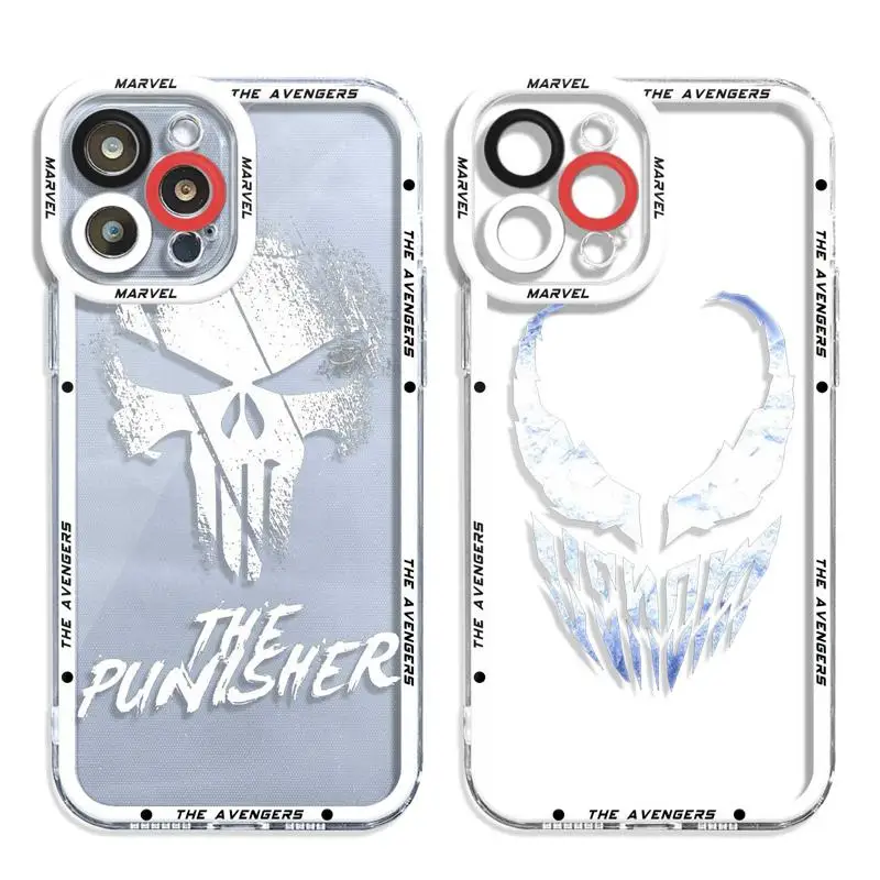 Spider-Man The Punisher Clear Phone Case For Apple iPhone 14 13 12 11 Pro Max 13 12 Mini XS Max XR X 7 8 6 6S Plus Cover Funda