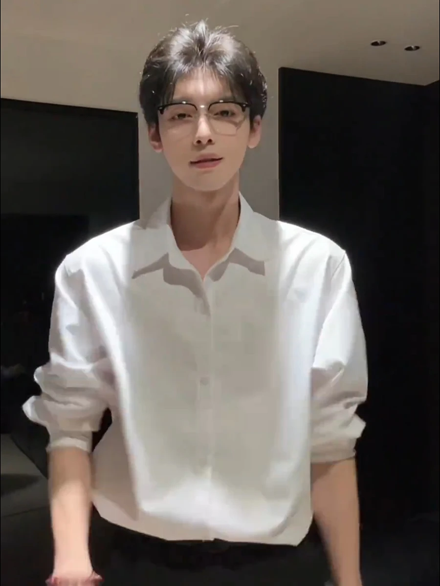 

Мужская белая рубашка Naples с длинным рукавом, для ношения под костюм, весна-осень, корейский стиль, для зрелых мужчин, легкая, дышащая, влагоотводящая