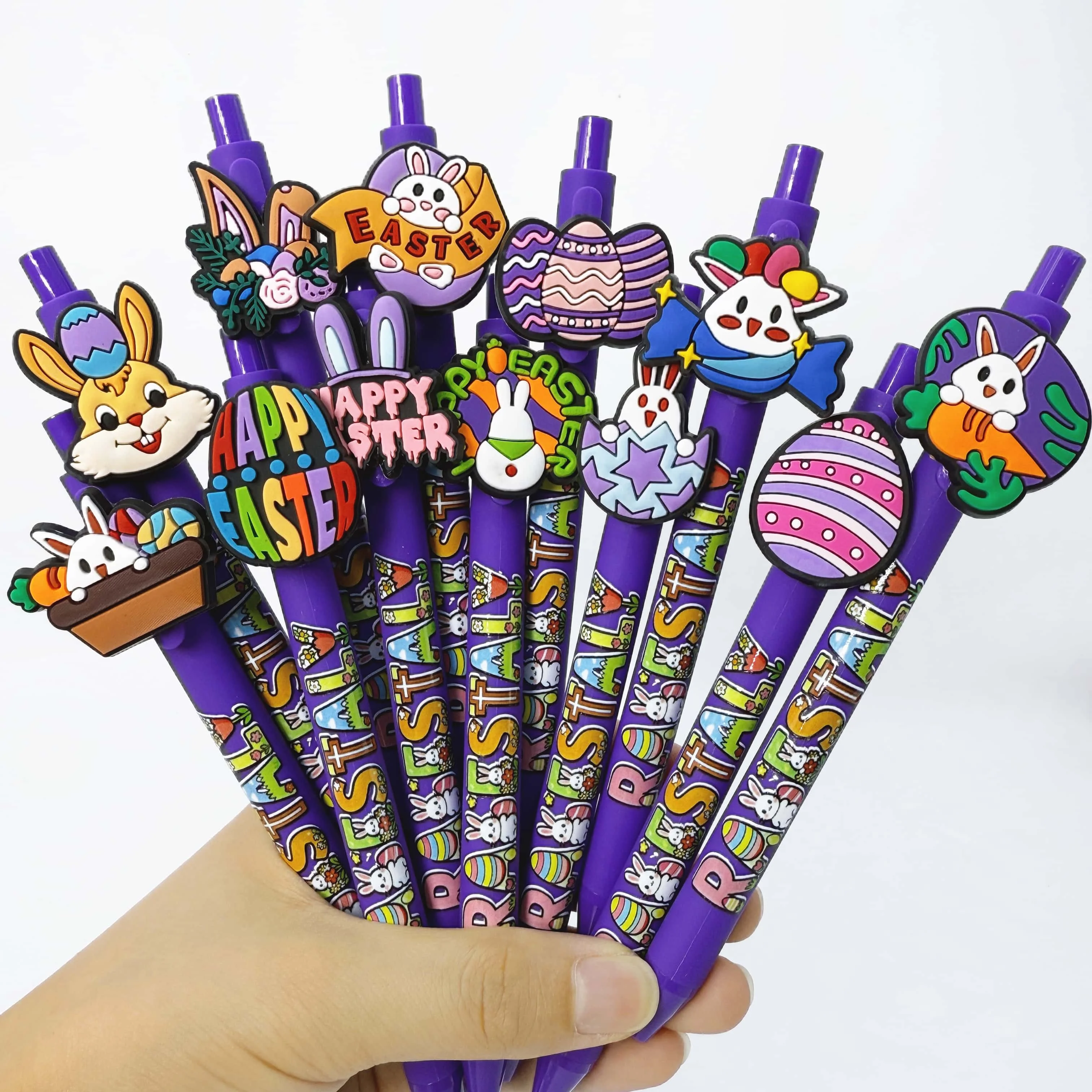 

7 шт./14 шт. фиолетовые шариковые ручки на Пасху с рисунком кролика, студенческие праздничные подарочные ручки