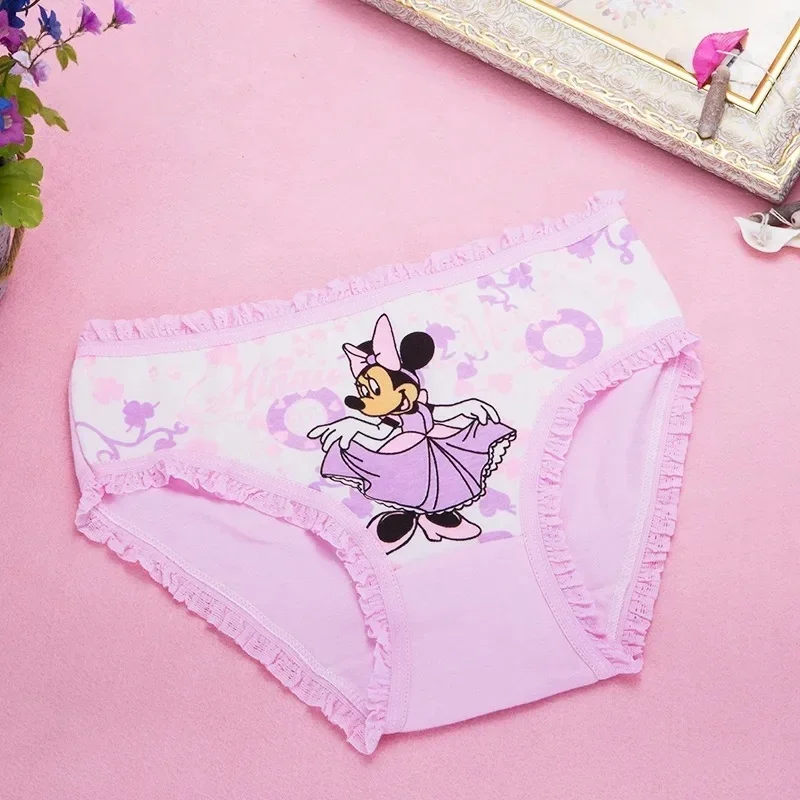 4 unids/pack Minnie bragas para niños ropa interior de Anime para niñas bragas suaves transpirables ropa interior de hogar calzoncillos de algodón de dibujos animados regalos