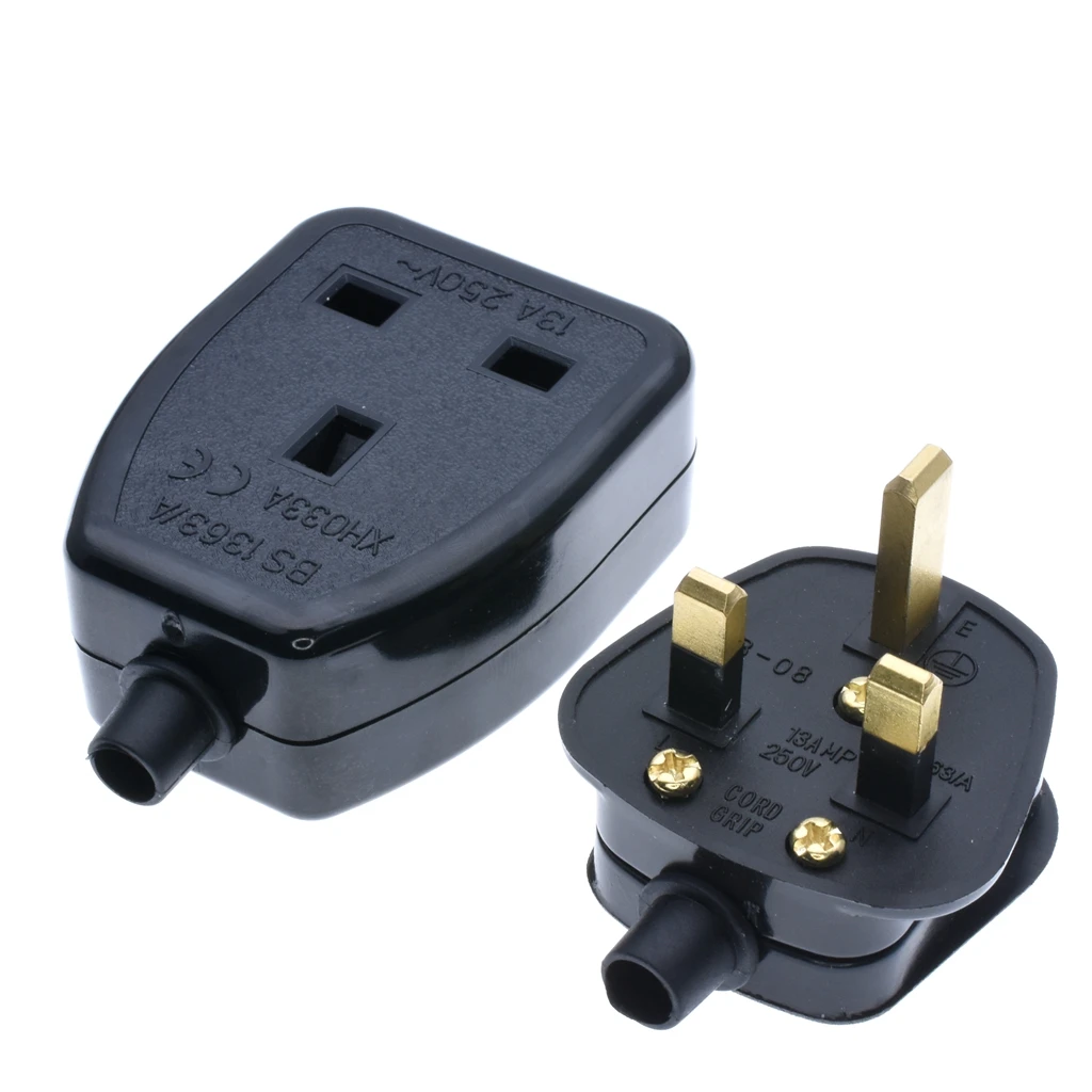 UK British standard power Adaptor detachable female to male  socket 16A 250V BS1363/A-Color