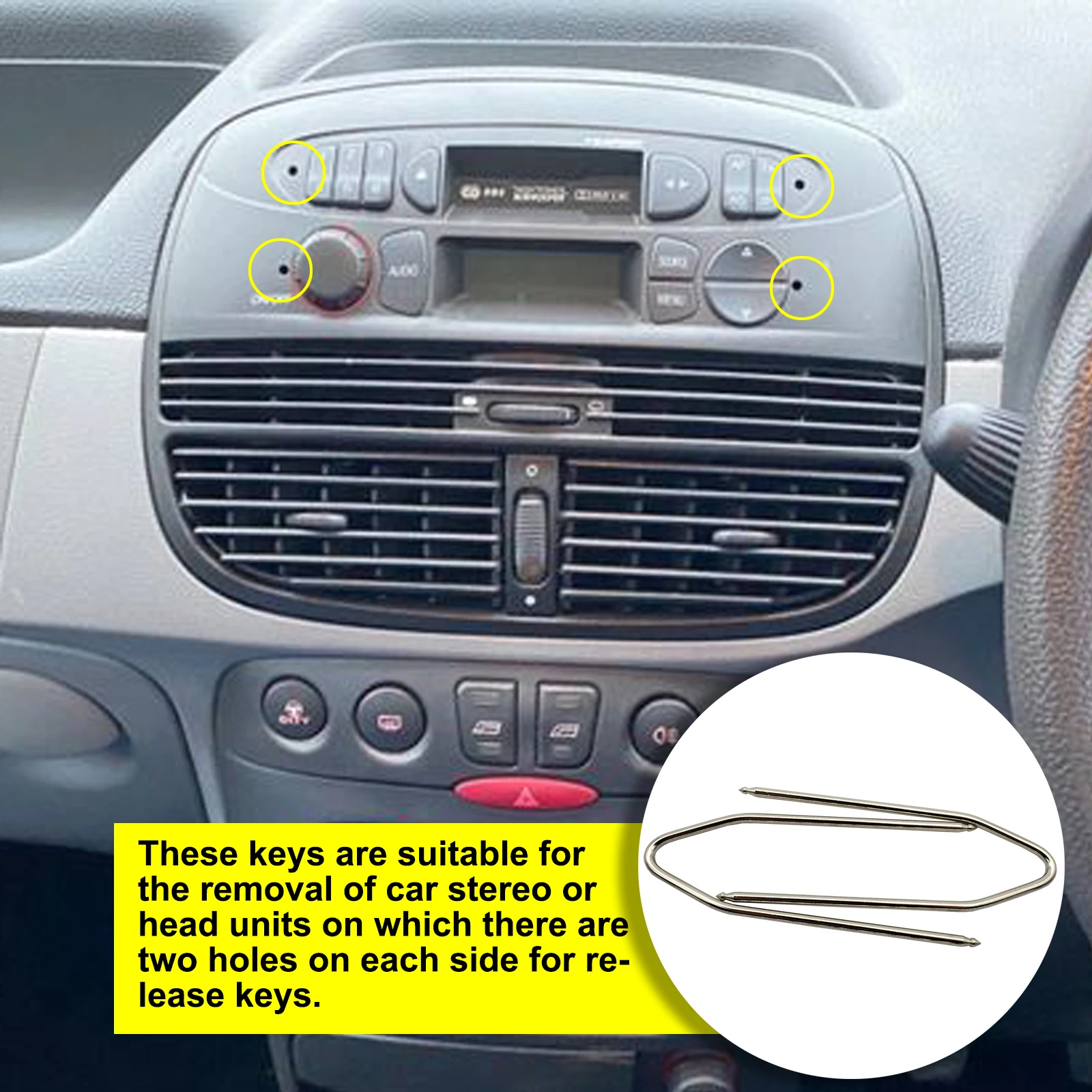 2x Car Radio Stereo CD Removal Tool Key Pin Release Extractor For Ford Peugeot Renault Fiat Auto Accessories Styling