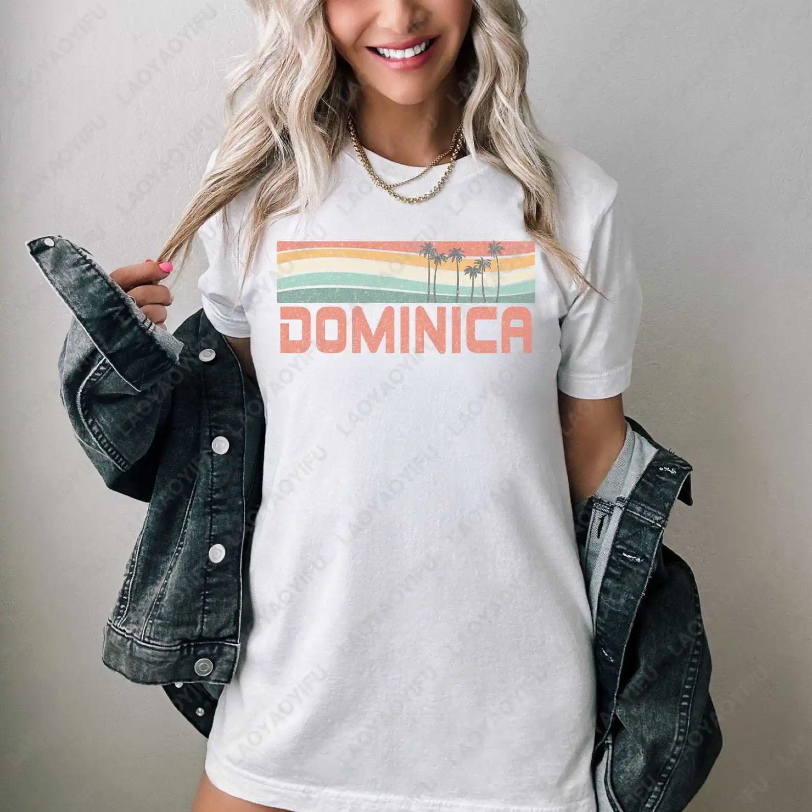 Dominica Beach Souvenir Gift T Shirt Casual Fashion Loose Harajuku Man Women Clothing Summer Soft Short Sleeve Breathe Tees