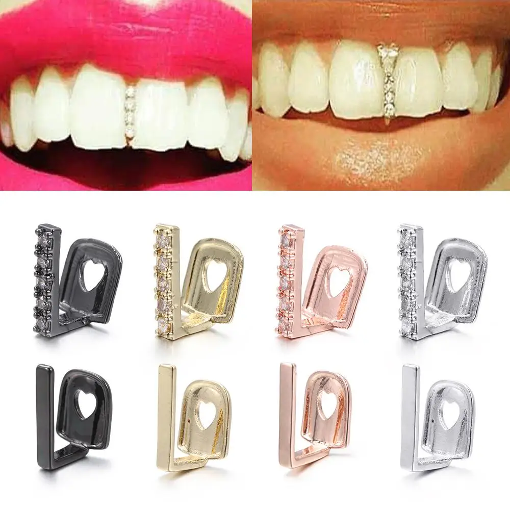 Punk Crystal Party Funny Jewelry Body Jewelry Dental Top & Bottom Grillz Single Clips Grillz Hip Hop Teeth Grillz Tooth Caps