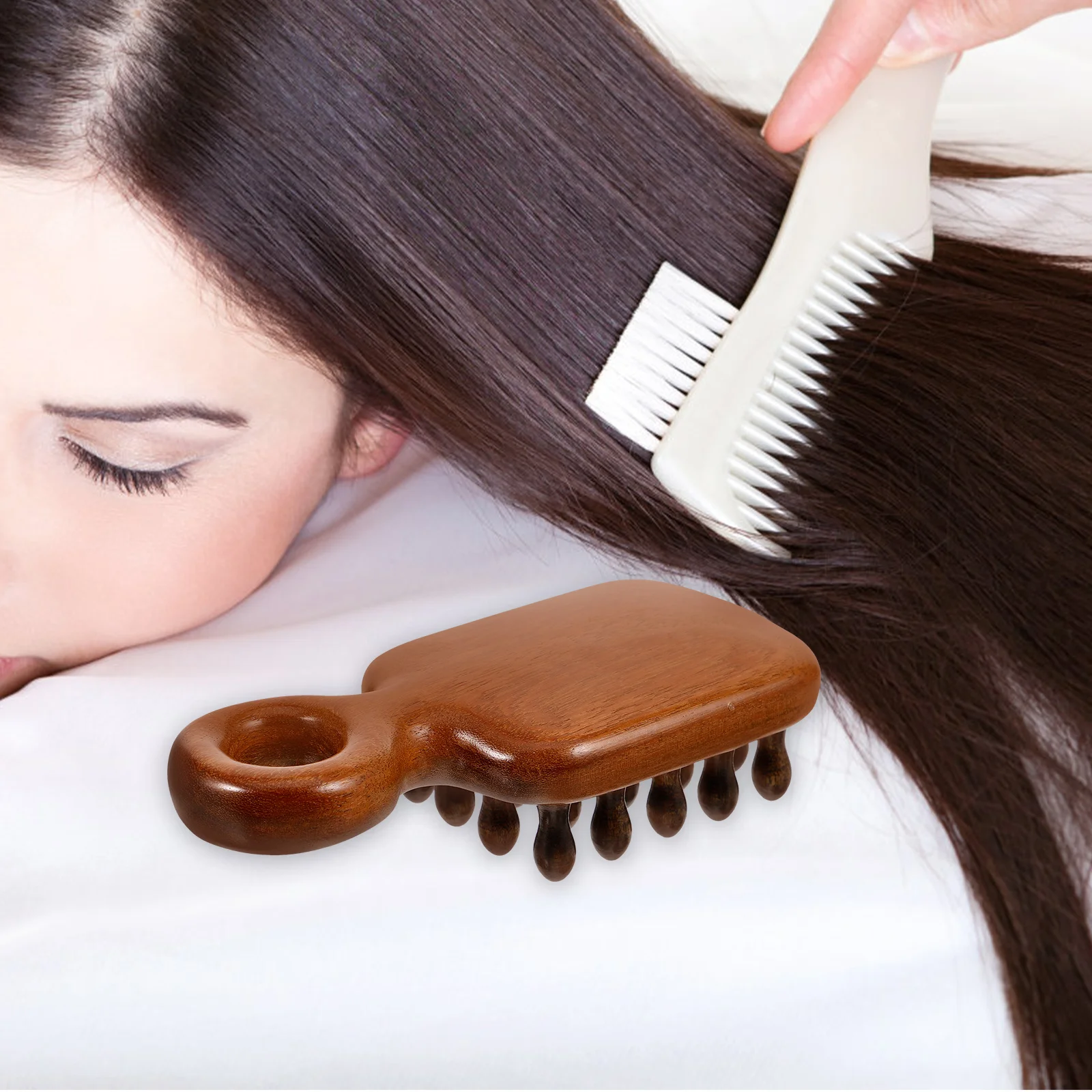 

Premium Natural Wood Wide Tooth Comb for Women Fine Craftsmanship Anti-Static Scalp Massage Comb for Thick Curly Hair