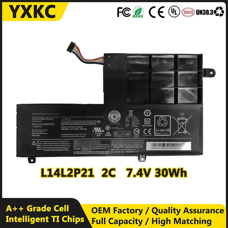 

YXKC L14L2P21 30Wh 7.4V Laptop Battery for Lenovo Flex 3 1435 1470 1535 1570 1580 for Ideapad 300S 500S Laptop Battery