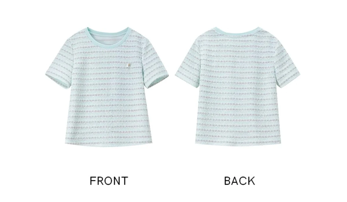 SENTUBILA Vielseitiges geripptes Rundhals-T-Shirt für Damen mit Streifenmuster, Sommer 2026, strukturiertes, gerades Strick-Oberteil, Damenbekleidung Q62TL7174 – Detail 30