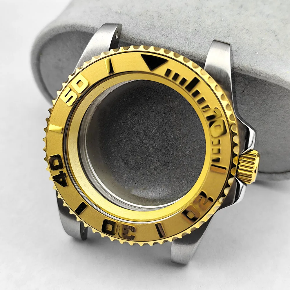 40,5mm Edelstahlgehäuse passend für NH35/NH36 Uhrwerk, Saphirglas, Ersatzteile, Zubehör, Silber, Schwarz, Roségold, Yacht-Uhrenbox – Detail 14