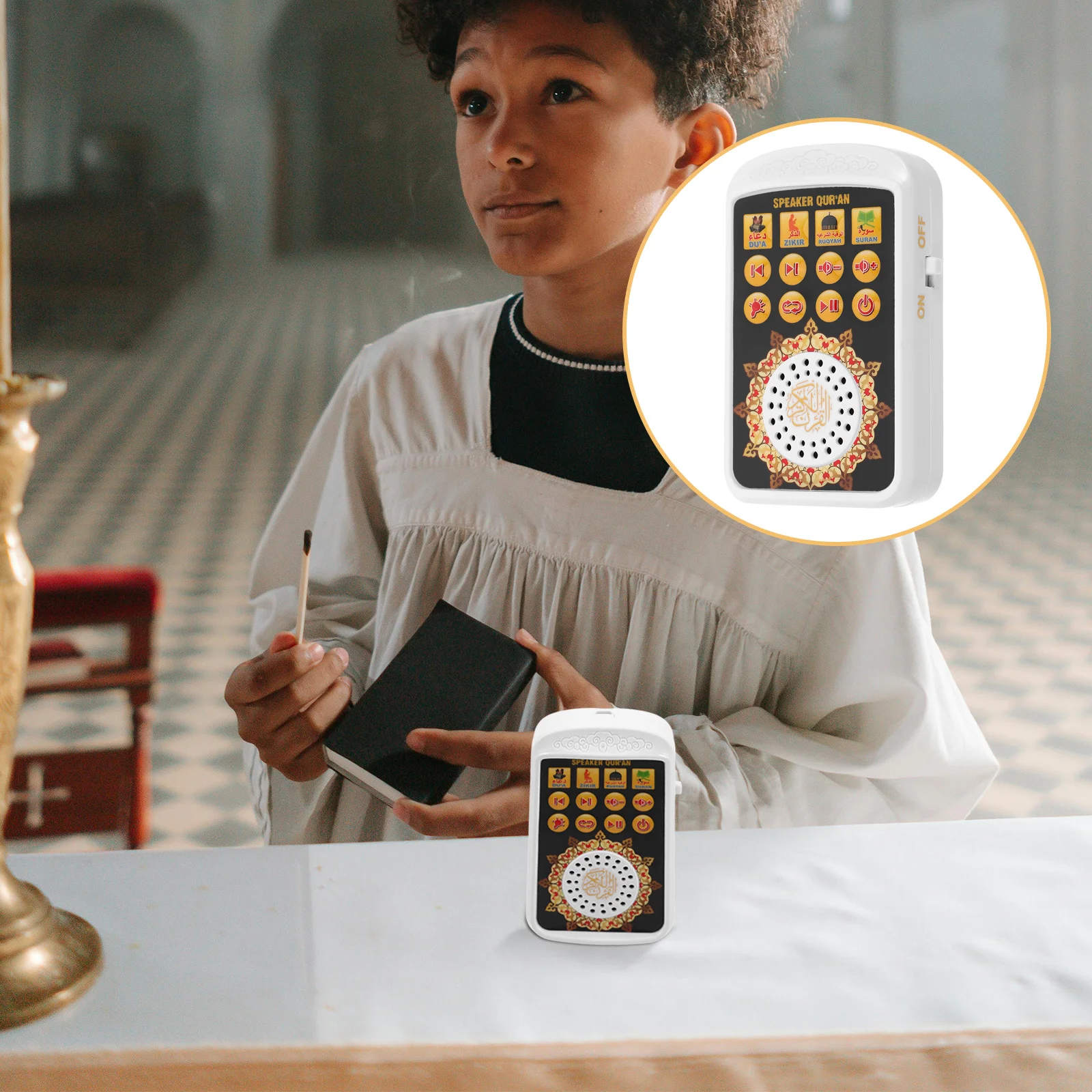 

Portable Digital Quran Player Islamic Speaker for Prayer Recitation Home Travel Beginner Mp3 Audio Remote Quran Speaker for Home