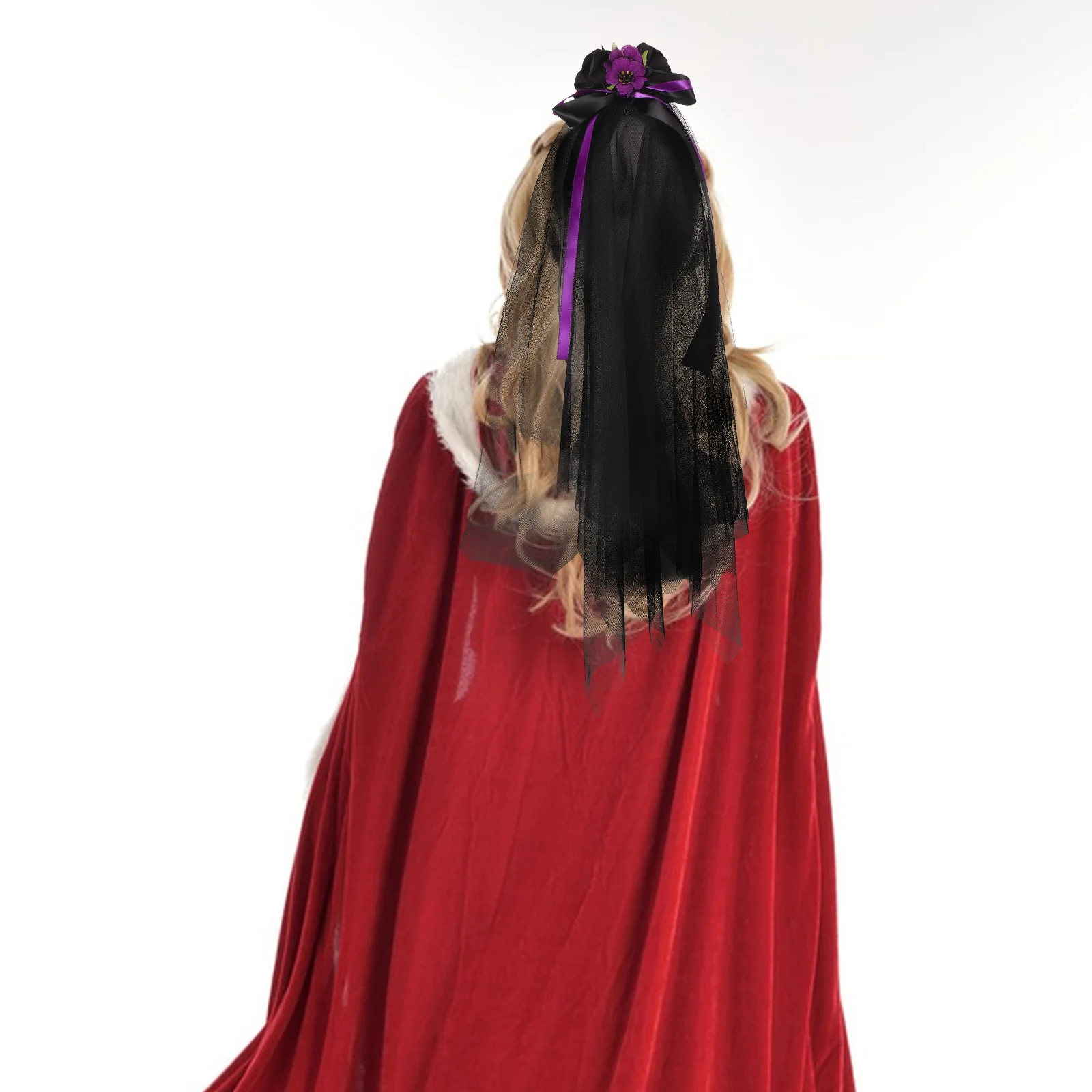 

Black Bow Hair Accessories for Women Dark Witch Halloween Headpiece Gothic-Inspired Party Hairpiece Spooky Costume Accessory