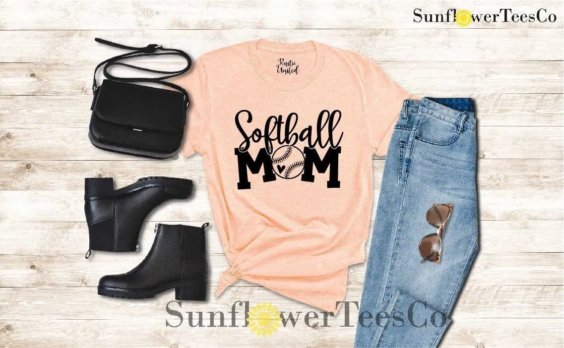 

Softball Mom T Shirt Baseball Mothers Day Sports Mama Funny Team Cool