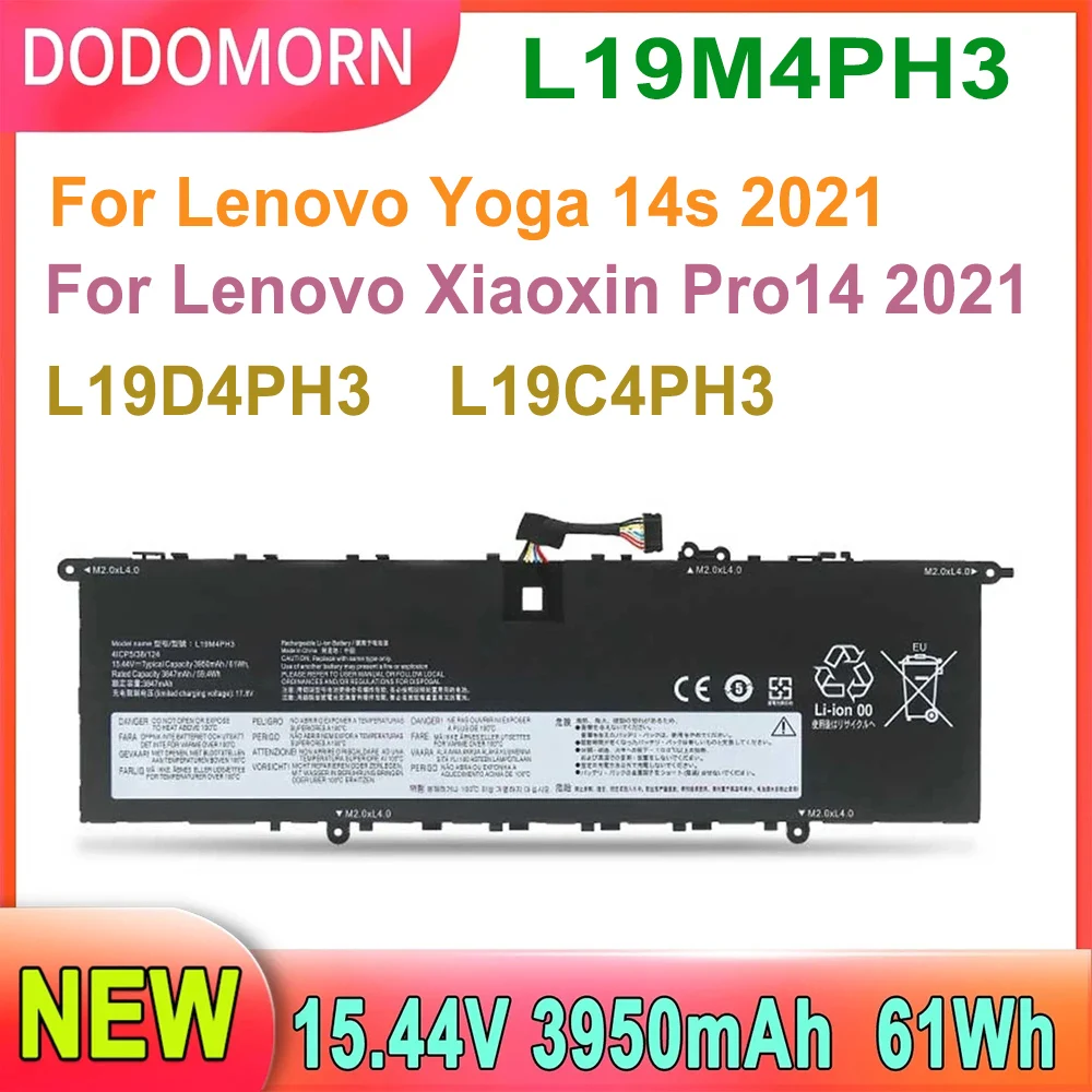 DODOMORN New Laptop Battery L19M4PH3 For Lenovo Yoga 14S 2021 PRO 14 15.44V 61WH 3950mAh Series Notebook