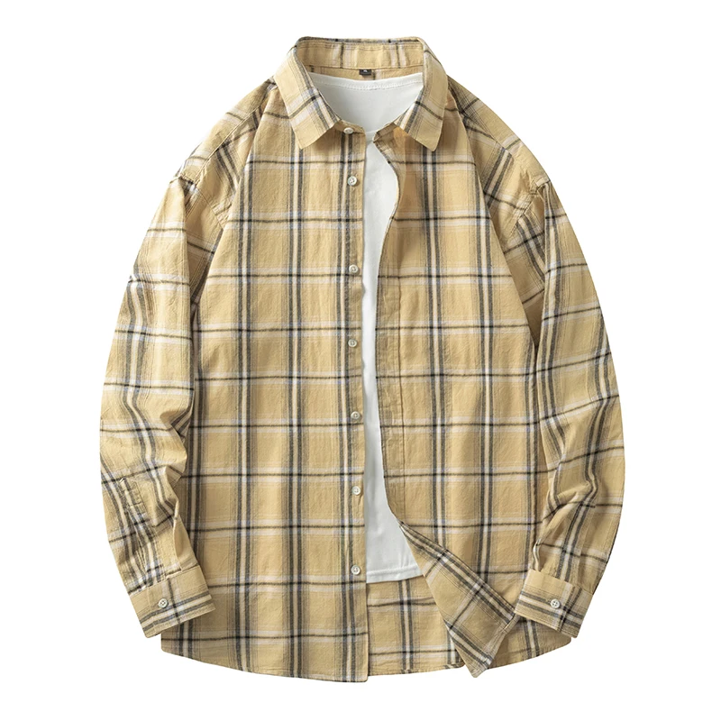 Männer Hemd Plaid 100% Baumwolle Flanell Langarm Oversize Lose Frühling Herbst Straße Casual Business Männlich Bequeme Kleid Hemd – Detail 12