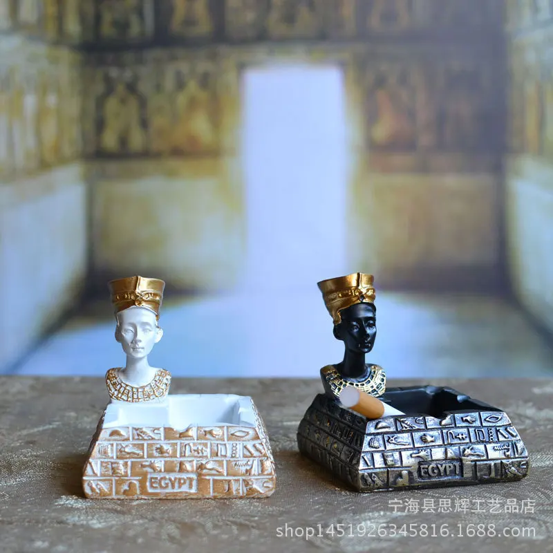 Egyptian Pyramid Queen Ashtray, European-style Living Room, Fashionable KTV Decorative Piece, Unique Men's Gift
