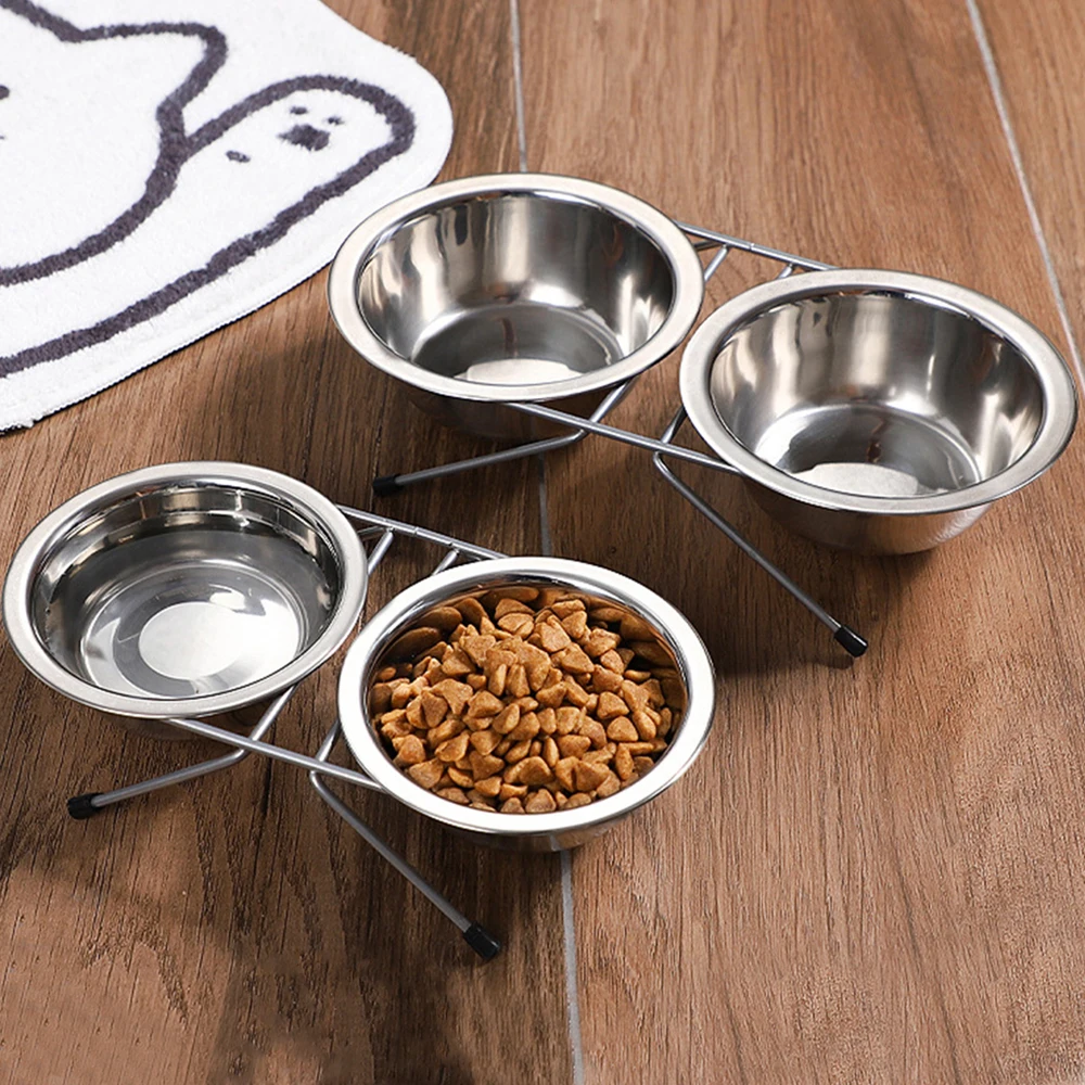 Elevado aço inoxidável Pet Alimentador, Raised Dog Bowls, Double Cage Hanging Feeding Dish, Gatos e cachorro, Comida e água