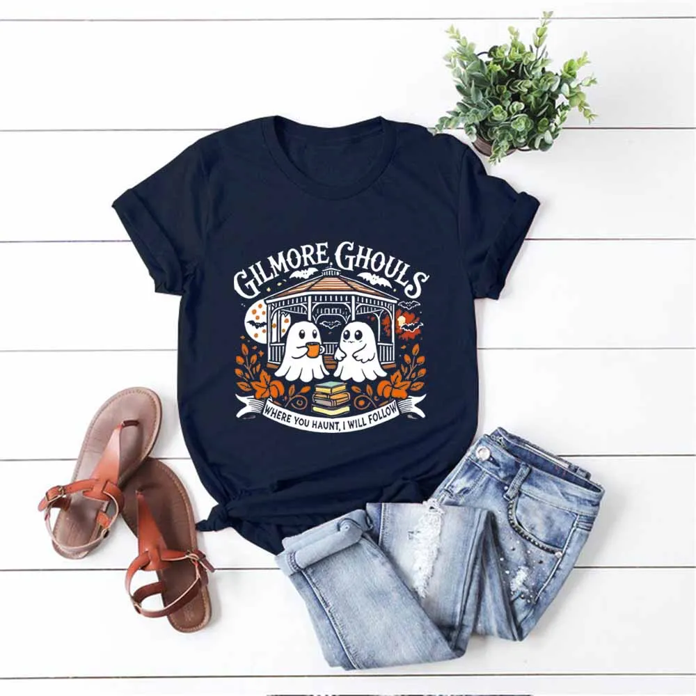 Gilmore Ghouls T-shirt Halloween automne vibrations chemise automne Festival T-shirt rétro effrayant automne chemises hommes femmes manches courtes hauts