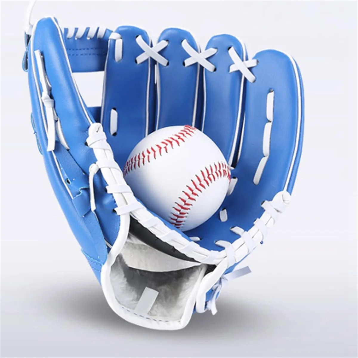 AT53 Outdoor Sports Left Hand Training Practice Softball Baseball Gloves Pitcher Hand Players Pocket Glove 12.5Inch Blue