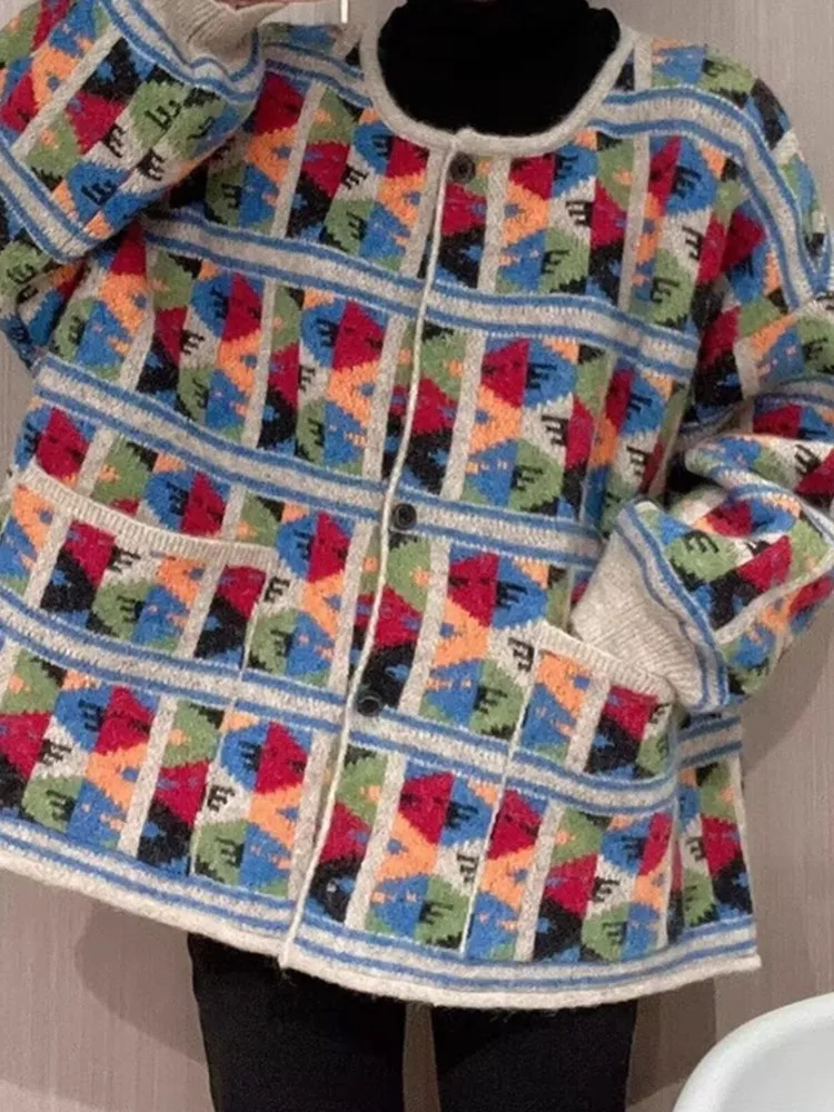 

Свитера Джемперы Кардиганы Женские Femme Oversize из чистой шерсти Сладкие детали Расслабленные милые выходные OL Y2K Минималистичный модный термобелье