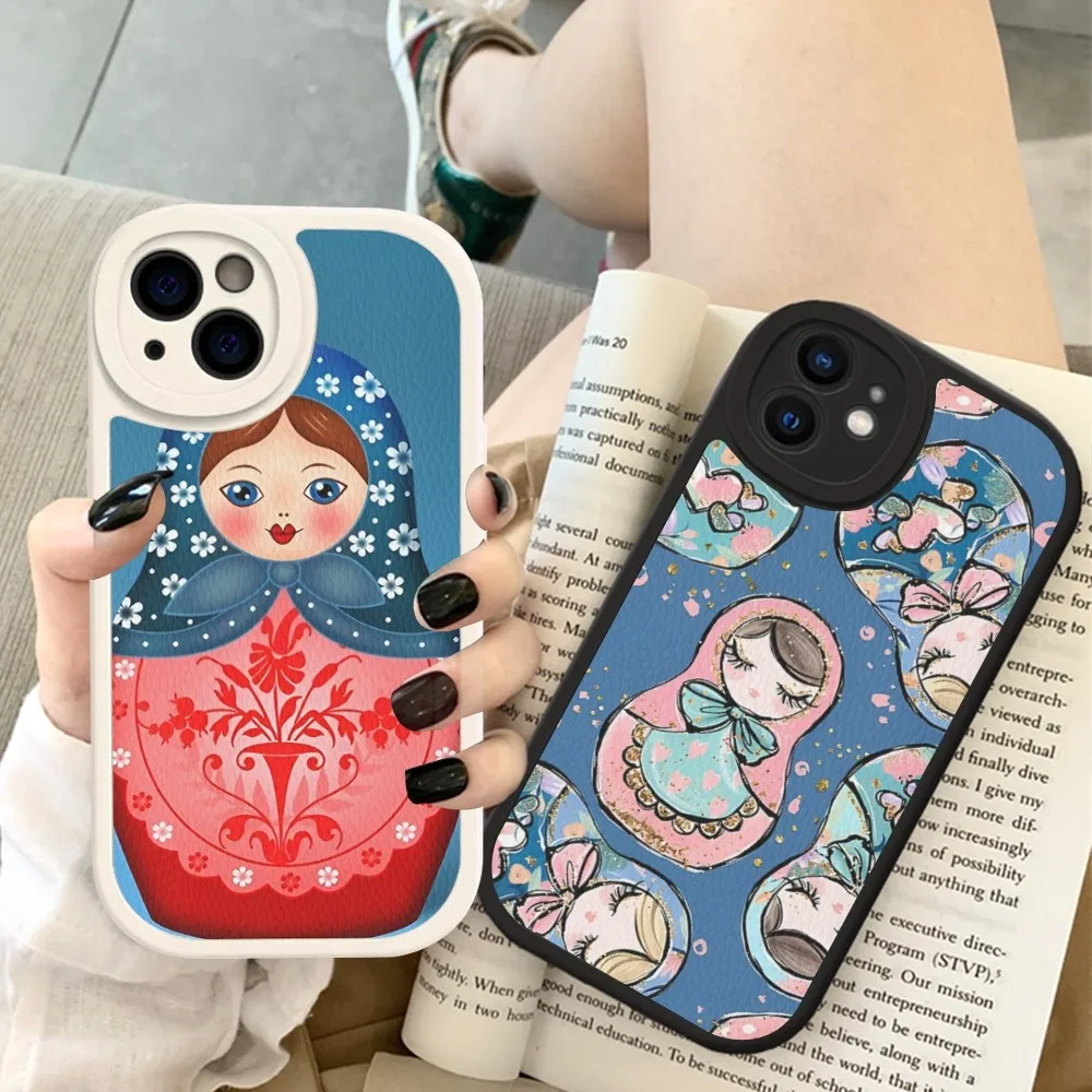 Russian Dolls Matryoshka Cute Phone Case Hard Leather For IPhone 14 13 12 Mini 11 14 Pro Max Xs X Xr 7 8 Plus Fundas