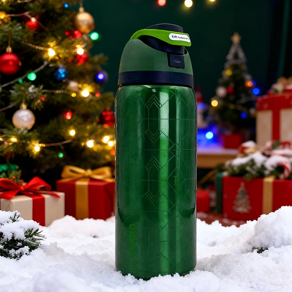 Owalaa Emerald Flash 32oz isolierte Strohflasche, heiß und kalt, elegant, für Sport, Reisen, Studenten, Büro, Geschenk