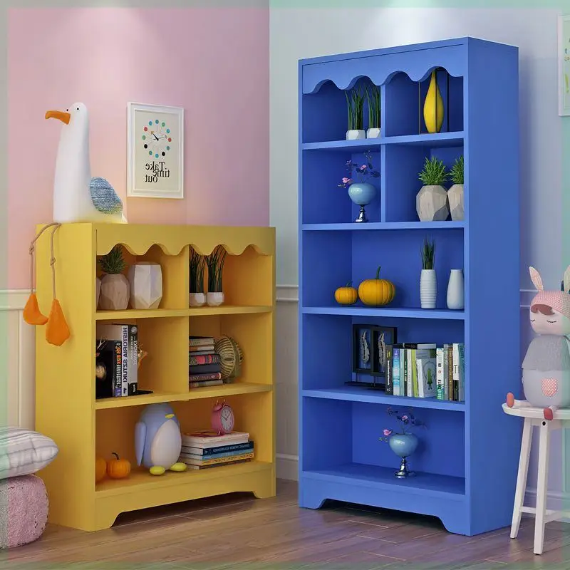 

Simple Modern Student Floor Shelf Bookcase Bookshelf Solid Wood Children's Bookshelf Storage Cabinet Household Storage Cabinet
