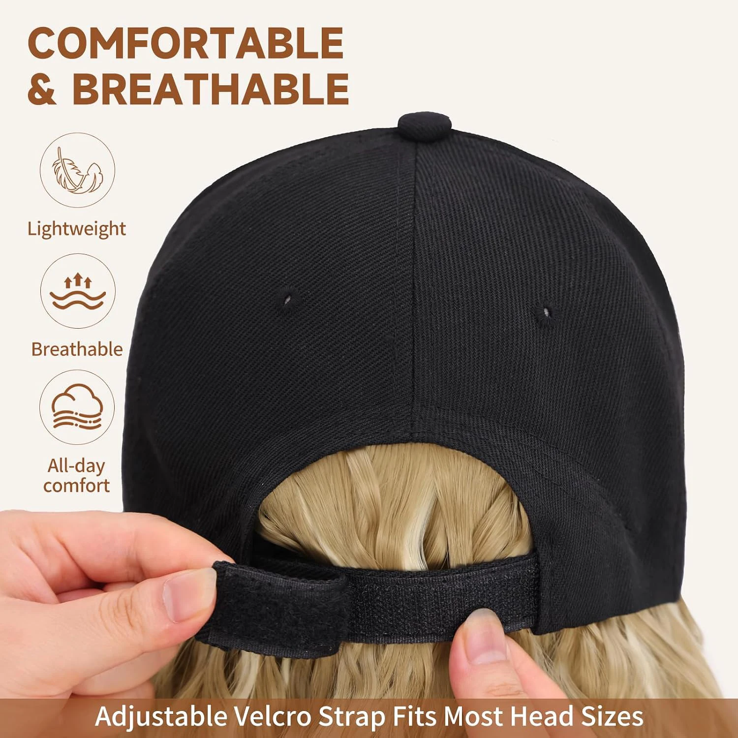 Hat Wig Extensions Baseball Cap, 16
