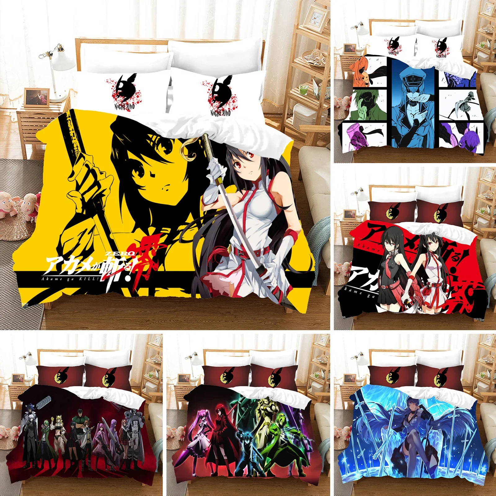 

Anime Akame ga KILL Bedding Set Duvet Cover Bedroom Comforter Covers Single Twin King Size Quilt Cover Home Textile 2/3PCS