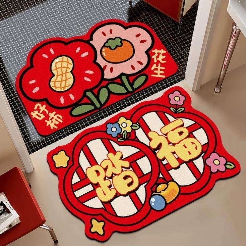 吸水性バスルームマット新年トイレ入口滑り止めフットパッド速乾カーペットシリコン恐竜パターン家の装飾