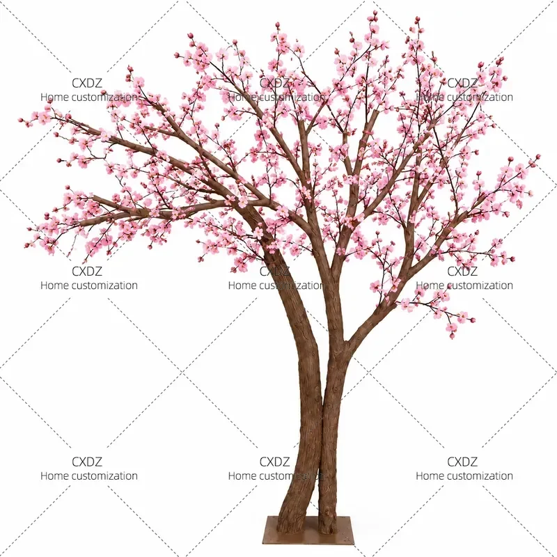 Simulation Pink Plum Blossom Tree Indoor Fake Lamei Branch Artificial Flower Tree for Hotel Wedding Winter Decoration