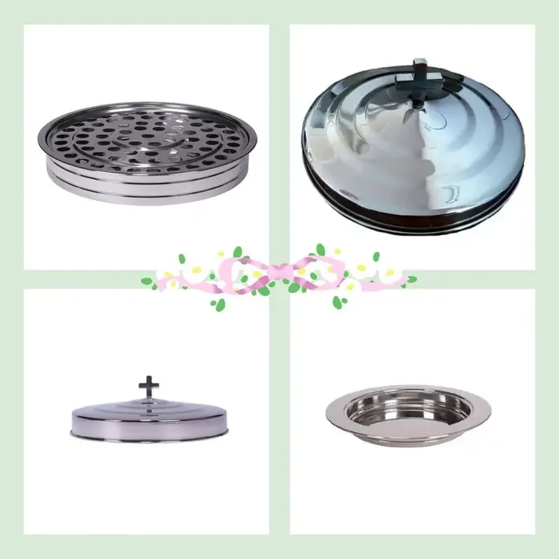 Premium quality communion tray  Stainless Steel Plate Set one tray with lid plus a bread plate with lid durable safe