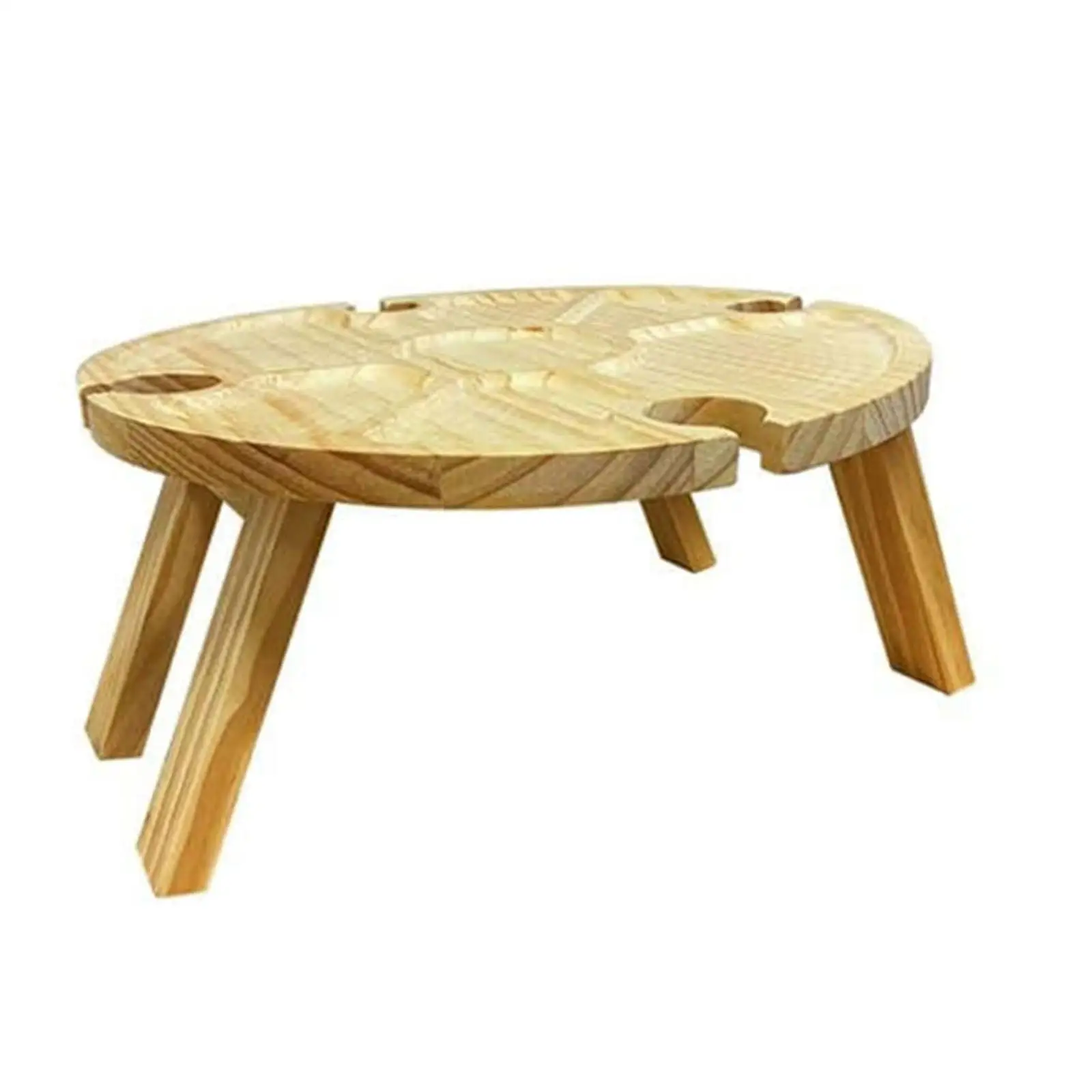 Wine Picnic Table Compact Wooden Snack Table Wine Bottle Holder Mini Picnic Table for Fishing Barbecue Outdoor Beach Hiking