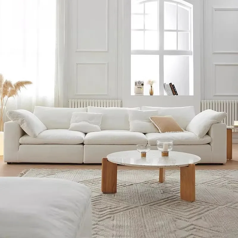 Luxury cloud-shaped L-shaped inflatable sofa bed, high-density foam modular compression sofa, suitable for villa living room