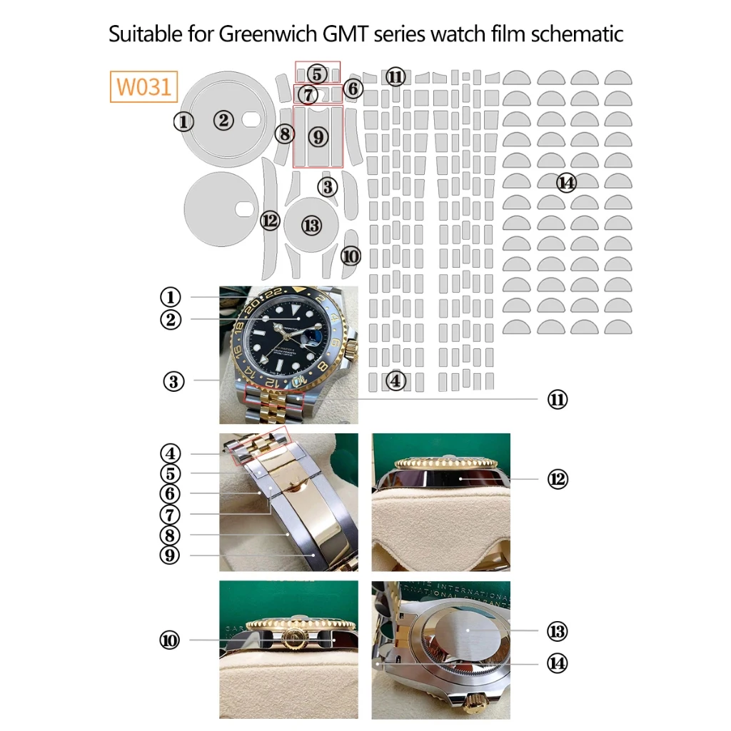 Watch Film for GMT‑Master II 126718 Full Set Anti‑Corrosion Waterproof High‑Transparent Protective Film
