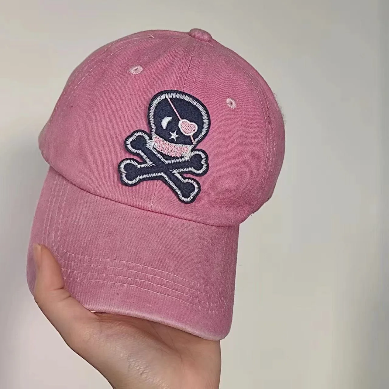Casquette de Baseball avec tête de mort brodée pour femmes, chapeau Ins Y2K rose, doux et Cool, décontracté, visière, accessoires Harajuku, nouvelle collection