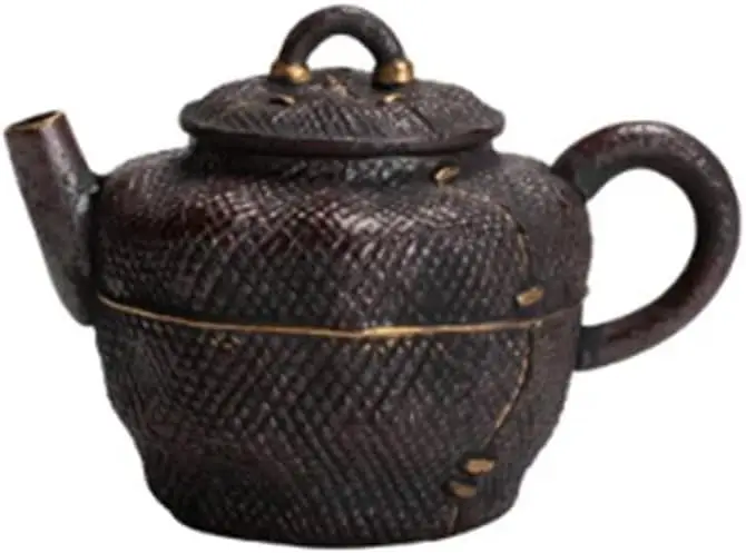 110ml Japanese Old Rock Clay Teapot Ancient Red Gold Rough Pottery Household Brewing Tea Pot with Infuser