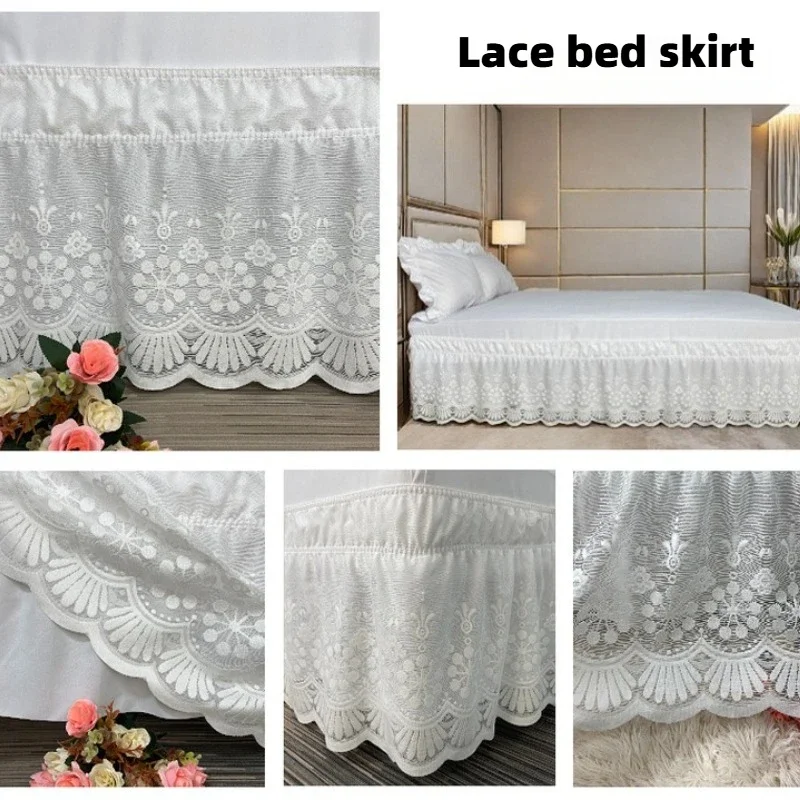 Lace Double-layer Elastic Bed Skirts Bedless Surface All Inclusive Mattress Cover Cloth Four Season Universal Hollow Bed Aprons