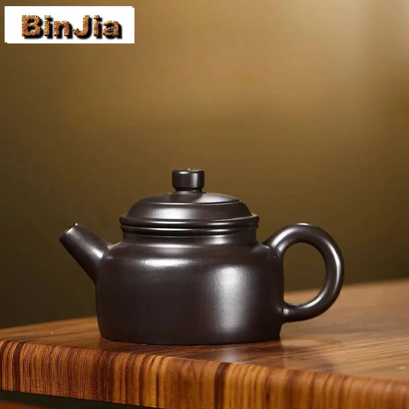 

100 мл Исин Фиолетовые глиняные чайники Горшок ручной работы Сырая руда Черный Чайник с грязью Чжу с ситечком Китайский чайный сервиз Цзыша Товары для рукоделия