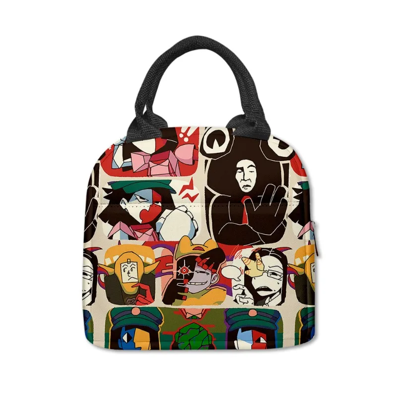 ENA Dream BBQ Game Cartoon Print Lunch Bag Large Capacity Insulated and Fresh-keeping Bag Travel Camping Meal Package