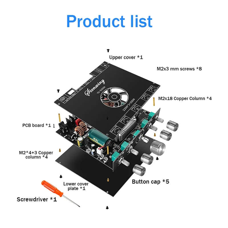 TPA3255 moduł subwoofera o wysokim basie 2.1-kanałowy moduł wzmacniacza Bluetooth 220Wx2 + 350W płyta wzmacniacza audio