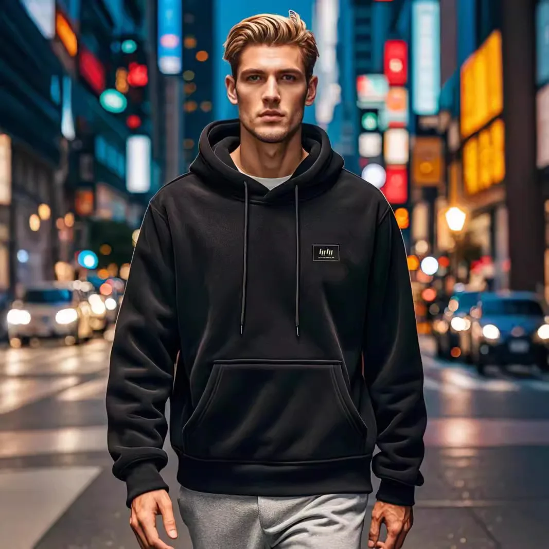 Official-Website Men Brand Quality Oversized Fleece Hoodie Black Tracksuit Pullover Y2K Mens Clothes Basketball Hoodies Techwear