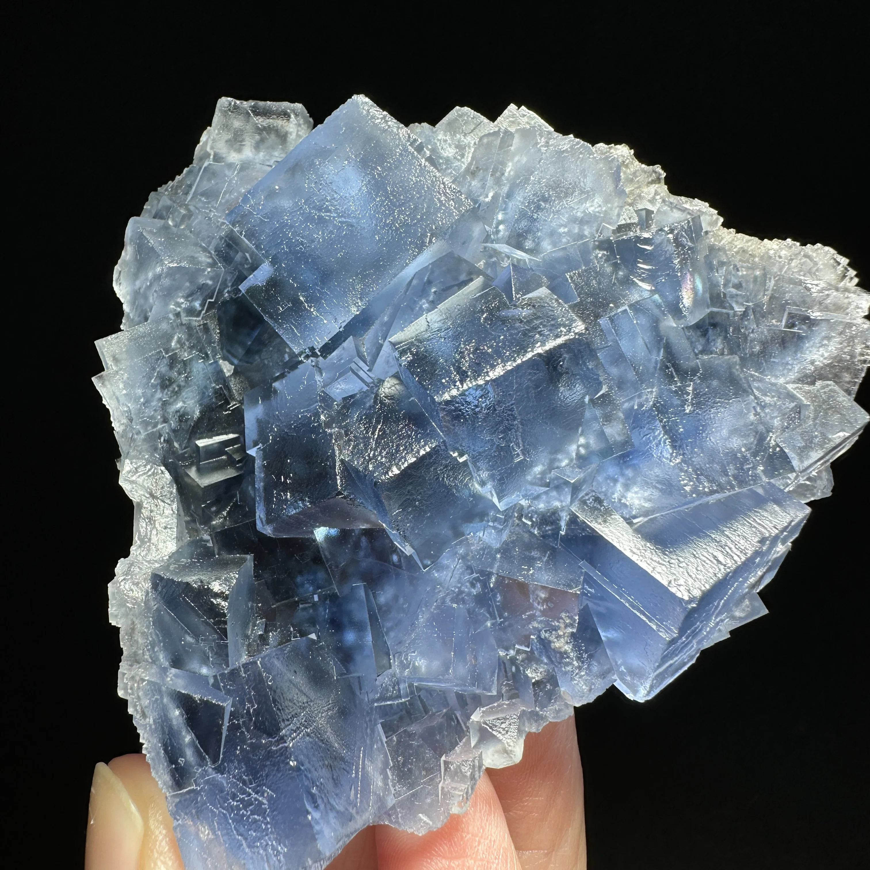 Natural Blue Fluorite Cube Cluster Crystal Mineral Specimen Raw Rough Healing Stone Collectible Home Desktop Decor