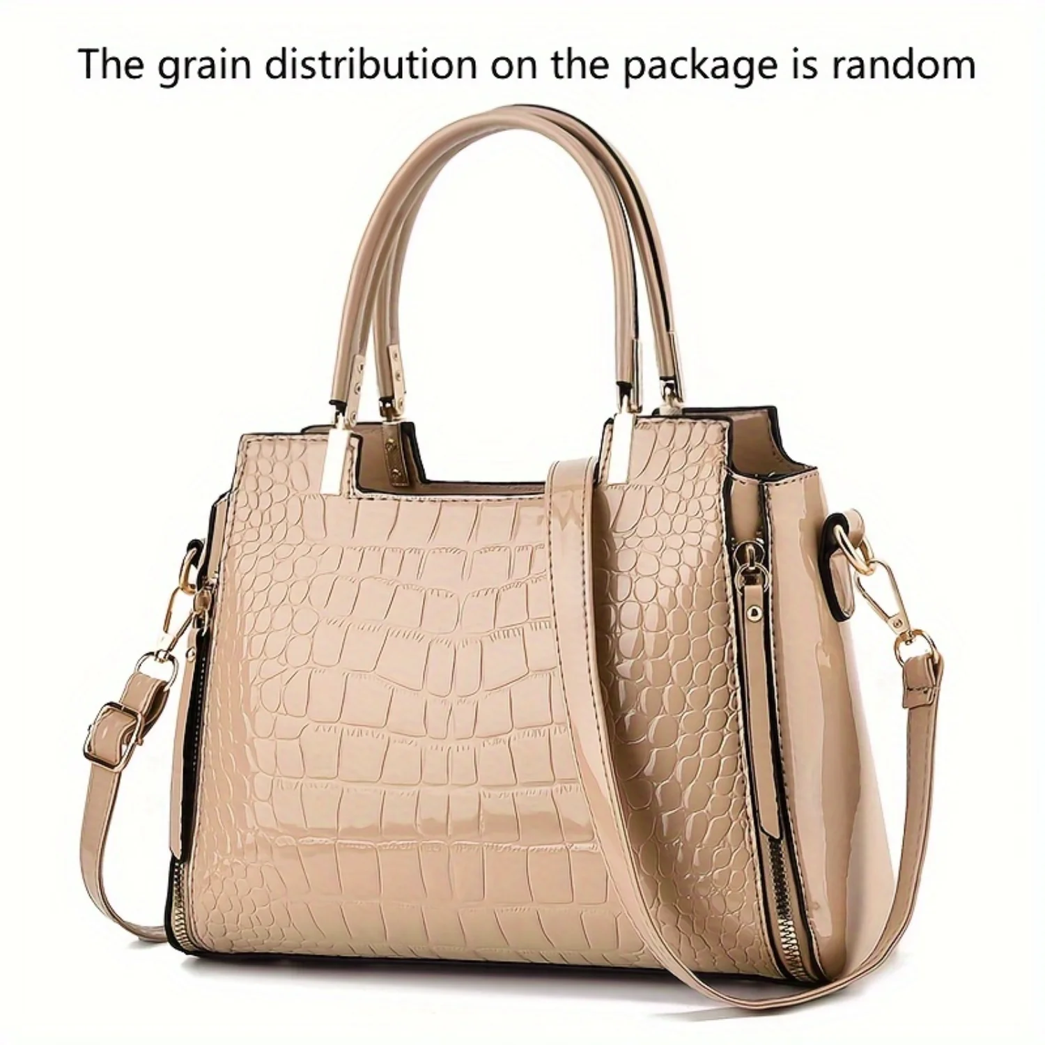 Fashion Top Handle Satchel Bag, Crocodile Pattern Crossbody Bag, Women's Trendy Handbag & Shoulder Bag