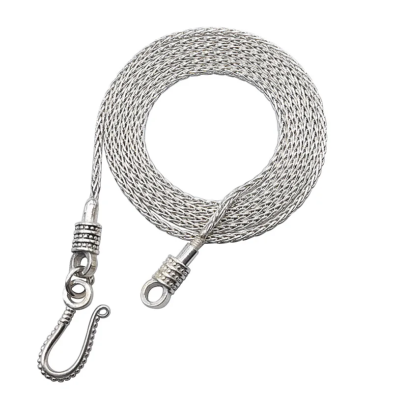 

BOCAI S925 Sterling Silver Necklaces for Men Women New Fashion Woven-Chain Spiral Buckle Argentum Necklet Jewelry Wholesale