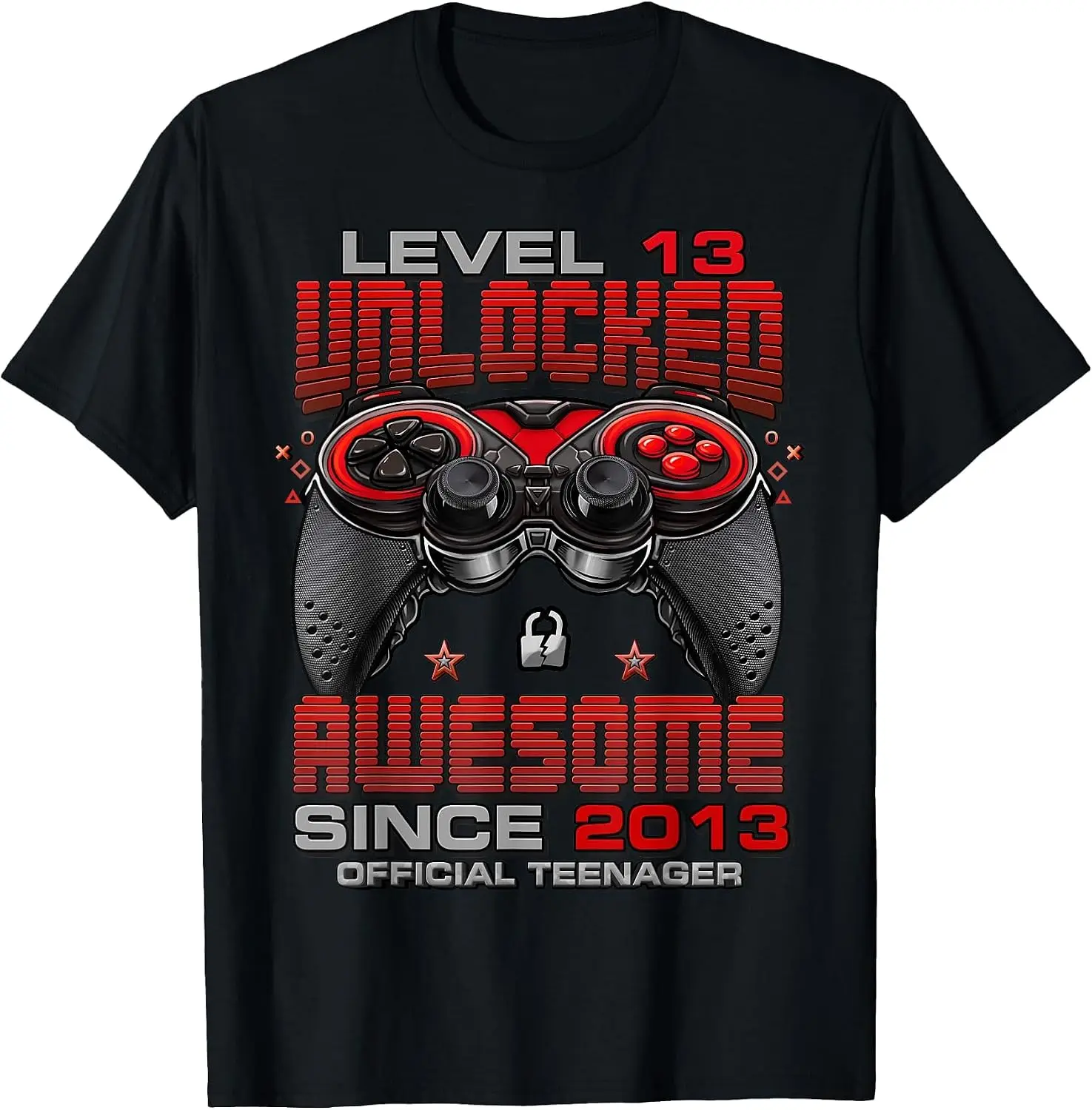 Level 13 Unlocked Awesome Since 2013 13Th Birthday Gaming T-Shirt Halloween Loose-Fit Pure Cotton Short-Sleeve Top – Stylish, Breathable, Plus-Size – Christmas Gift