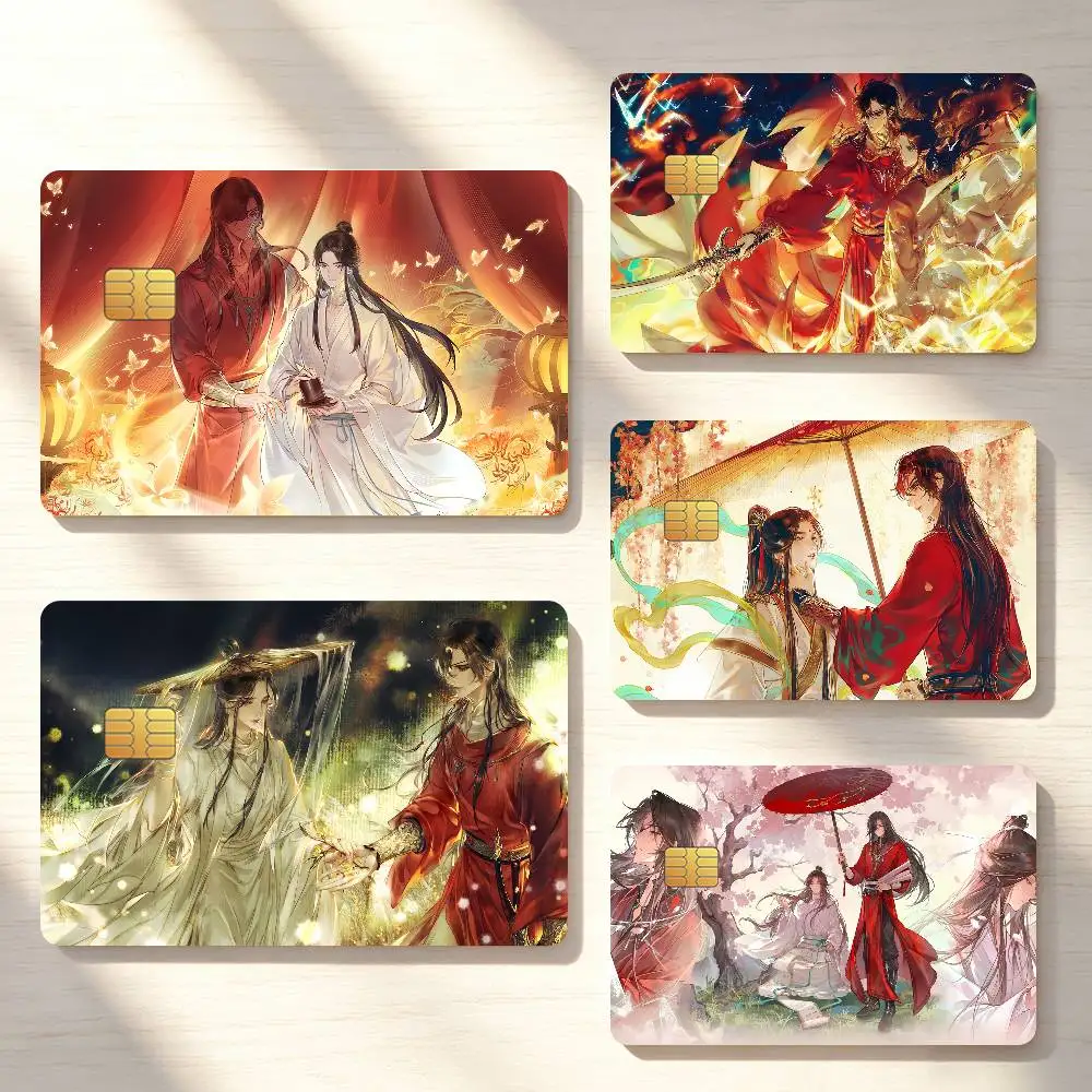 Classic Anime H-Heaven Official's Blessing Credit Card Skin Stickers For Bank Bus Metro Cards Waterproof Anti-Scratch Gift 4PCS