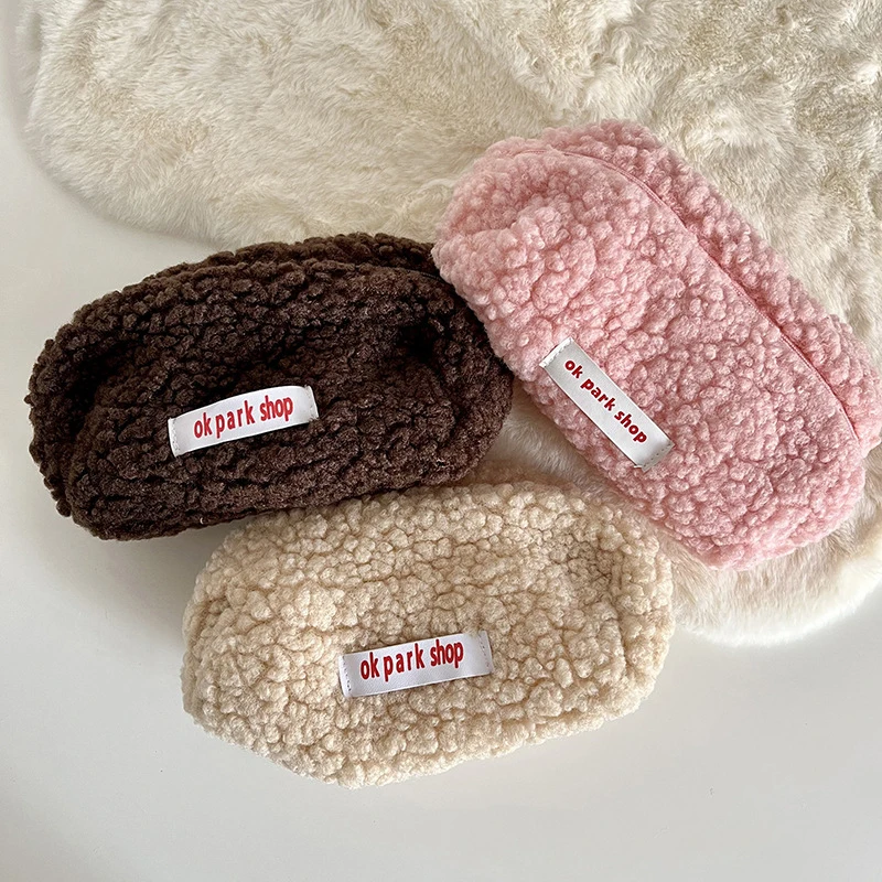 Cashmere Cosmetic Bag Zipper Bag Makeup Storage Bag Travel Cosmetic Bag Cute School Office Supplies Large Capacity Bag
