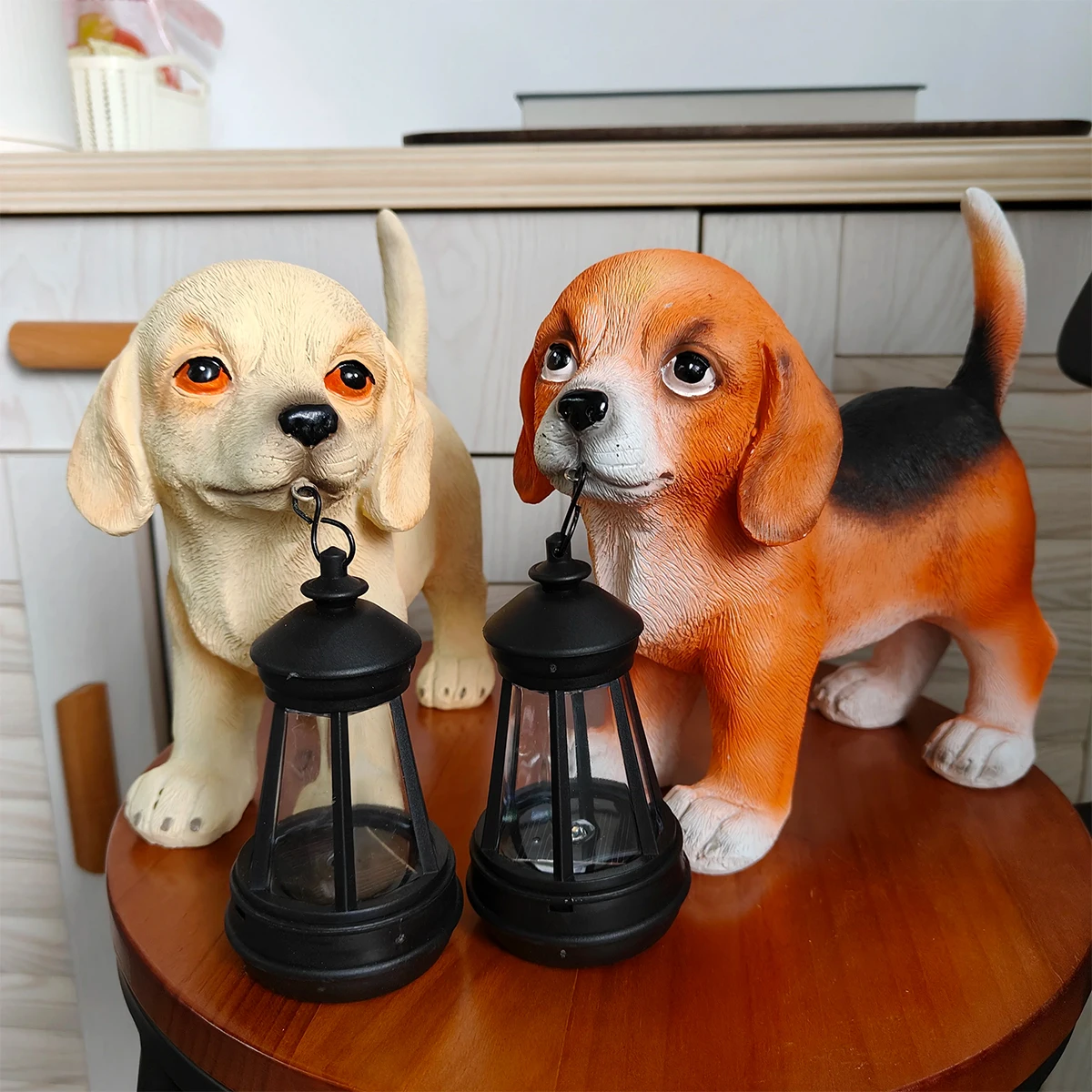 Adorable Dog Garden Statues with Solar Lantern, Dog Gifts for Dog Lovers, Mom Gifts, Housewarming Gifts