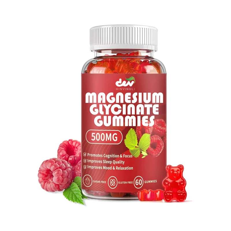 500mg Magnesium Glycinate Gummies - Sugar Free Chelated Magnesium Potassium Supplement, Containing Vitamin D and Coenzyme Q10