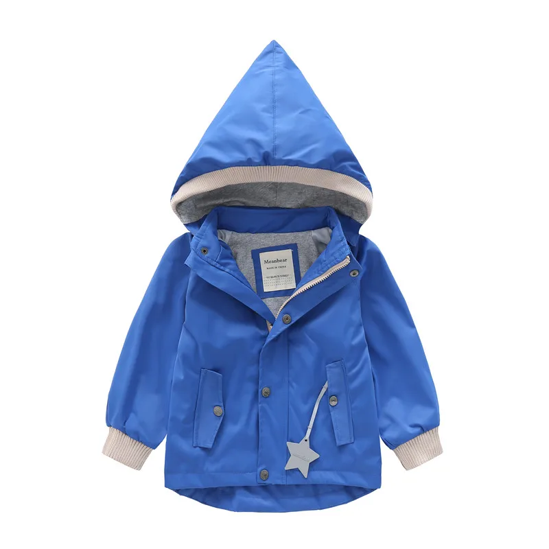 2027 Baby and Girls Boys Plain Waterpoof Lined Hooded Zip Jackets School Kids Track Coats Child Outfit Tops Windbreaker